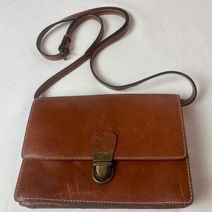 Patricia Nash Torri Crossbody Tan Leather Purse Clutch Removable Strap